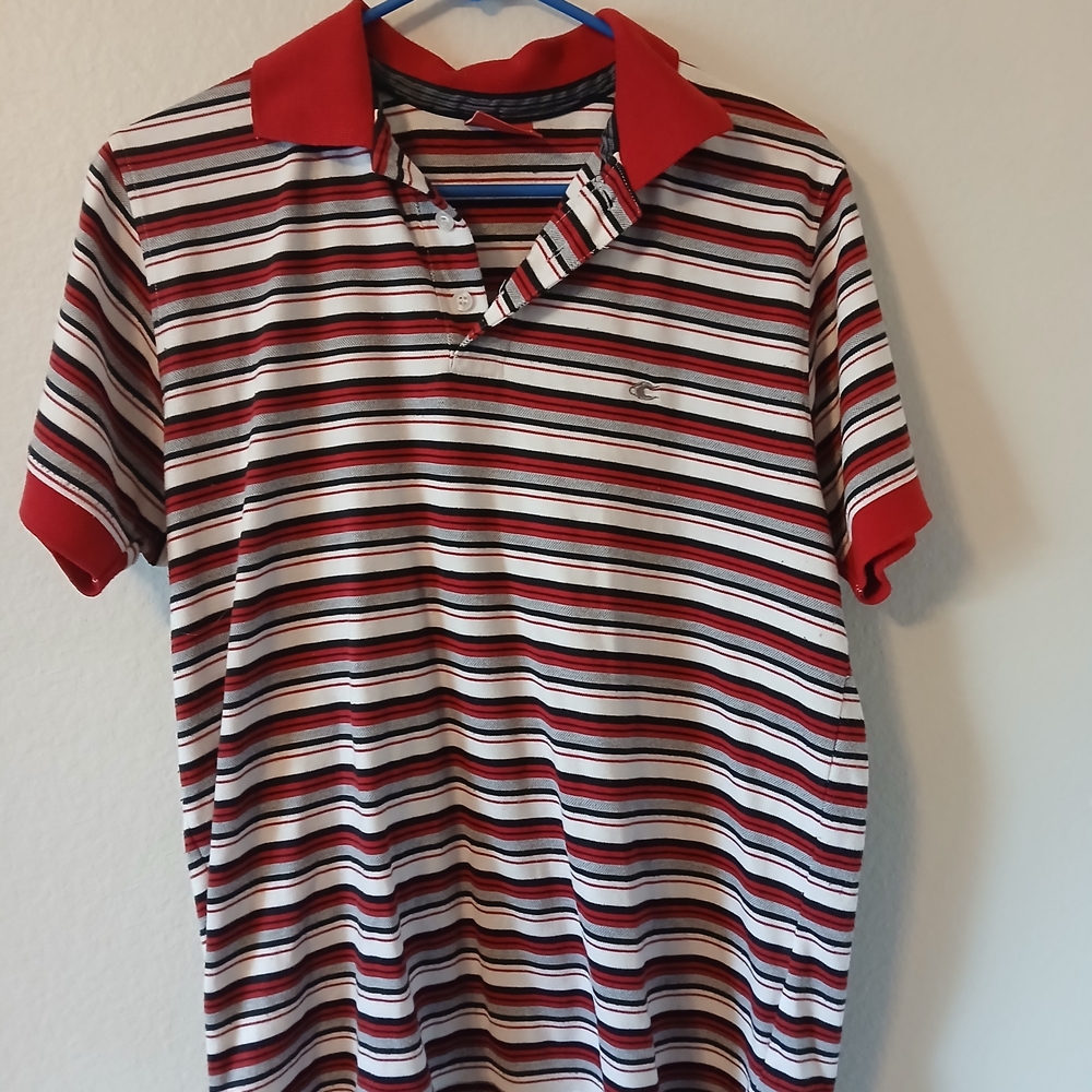 Striped Red and White Men's Polo Shirt